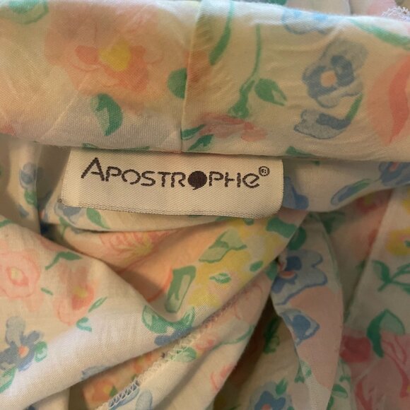 80s Vintage Apostrophe Silky Floral Pastel Robe With Belt Size XL - Picture 5 of 5